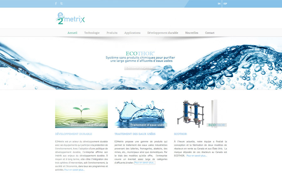 e2 metrix site web système traitement des eaux usées développement durable